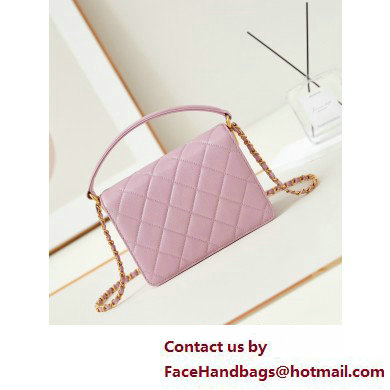 Chanel Grained Calfskin  &  Gold-Tone Metal Small Flap Bag with Top Handle Pink 2025